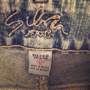 Silver bootcut stretchy jeans Sz 27 , 33 inseam